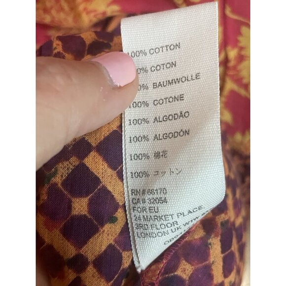 Free People Gotta Have You Tunic S Oversized Patchwork Top Red Boho Peasant - Picture 4 of 6